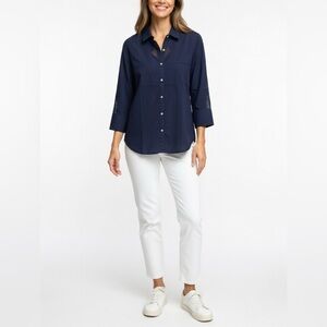 Gretchen Scott TPCVSL Sleek Voile Top in Navy